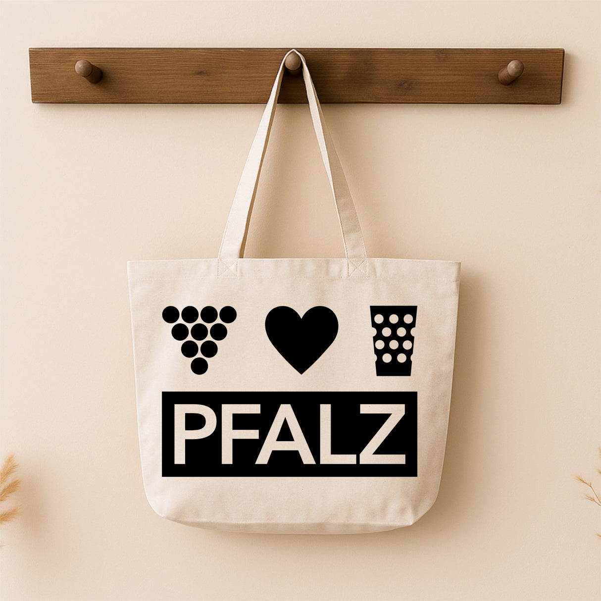 Pfalz Tasche - Vintage-Washed Shopper, Natur, an der Wand