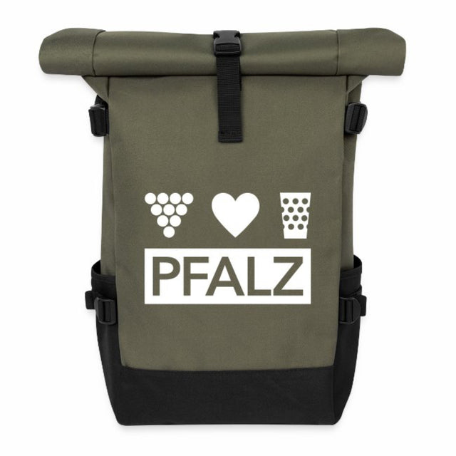 Pfalz Rolltop Rucksack,  Olive/Schwarz