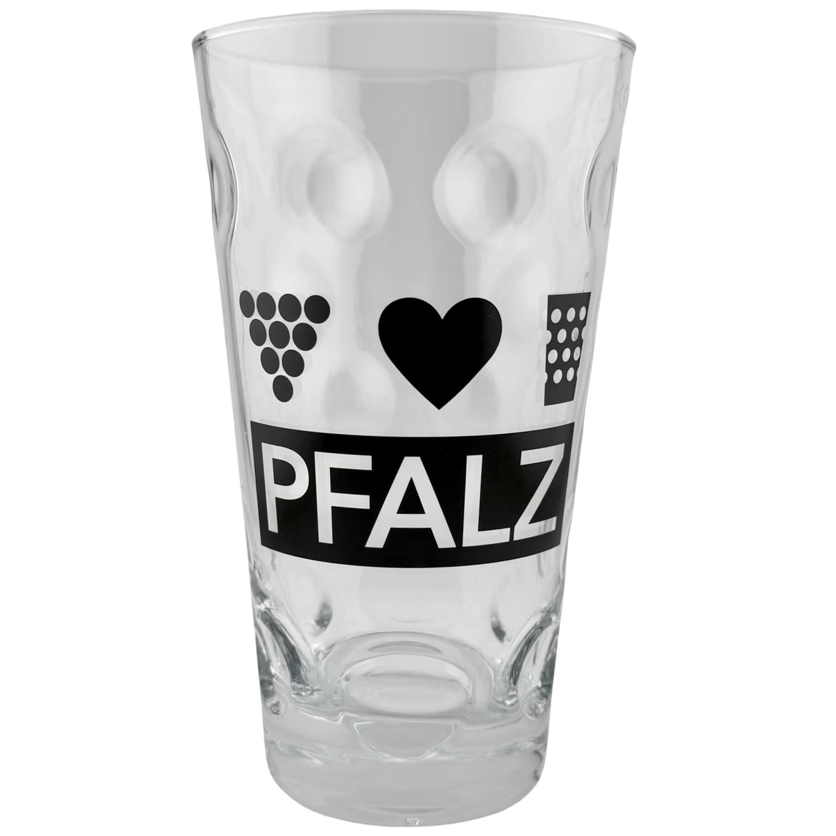 Pfalz Dubbeglas 0,5 L mit Weintrauben & Herz