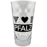 Pfalz Dubbeglas 0,5 L mit Weintrauben & Herz