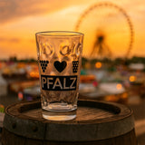 Pfalz Dubbeglas 0,5 L mit Weintrauben & Herz - auf dem Wursmarkt in Bad Dürkheim