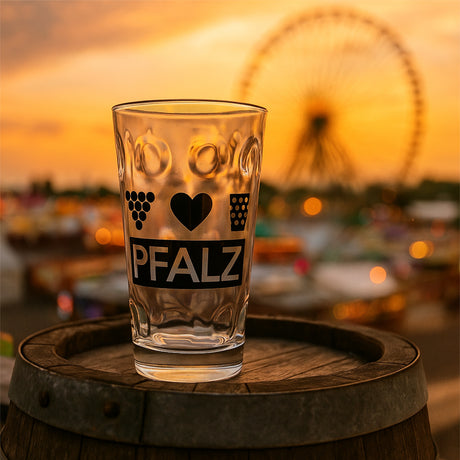 Pfalz Dubbeglas 0,5 L mit Weintrauben & Herz - auf dem Wursmarkt in Bad Dürkheim