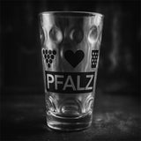 Pfalz Dubbeglas 0,5 L mit Weintrauben & Herz