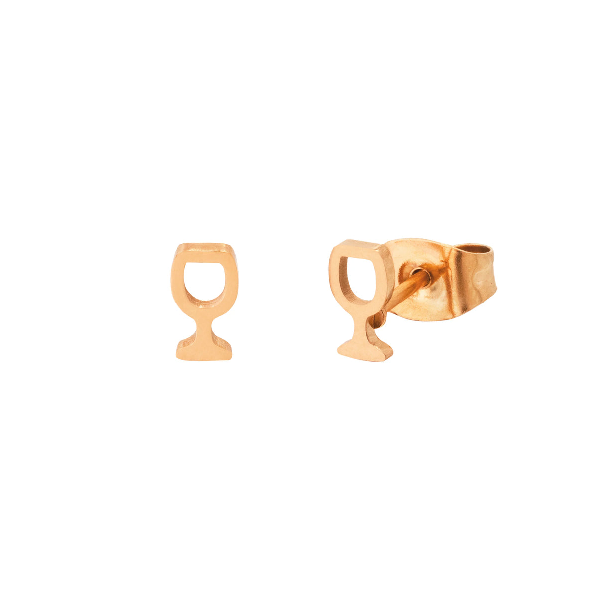 Mini Weinglas Ohrstecker - Roségold