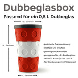 Rot & Weiß - Lautre Dubbeglas Transportbox, Größenangabe