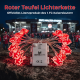 Wenn die Abenddämmerung einsetzt, verwandelt das warme Licht der Teufel-Kette dein Zuhause in eine echte FCK-Fankurve.