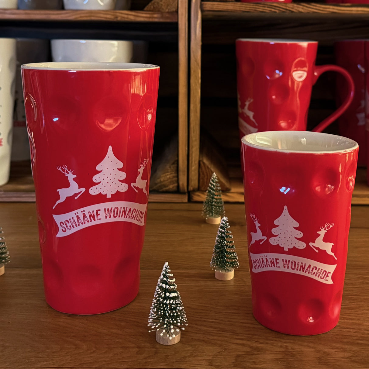 Schääne Woinachde Dubbetasse - rot, ideal für Glühwein