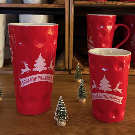 Schääne Woinachde Dubbetasse - rot, ideal für Glühwein