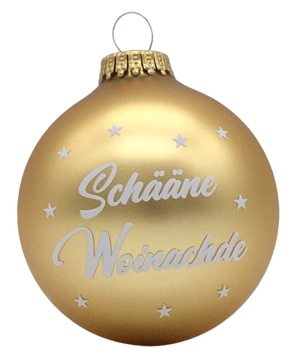 Schääne Woinachde Weihnachtskugel (gold)