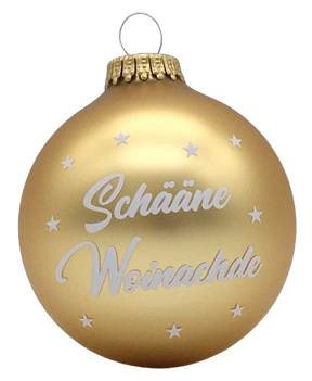 Schääne Woinachde Weihnachtskugel (gold)