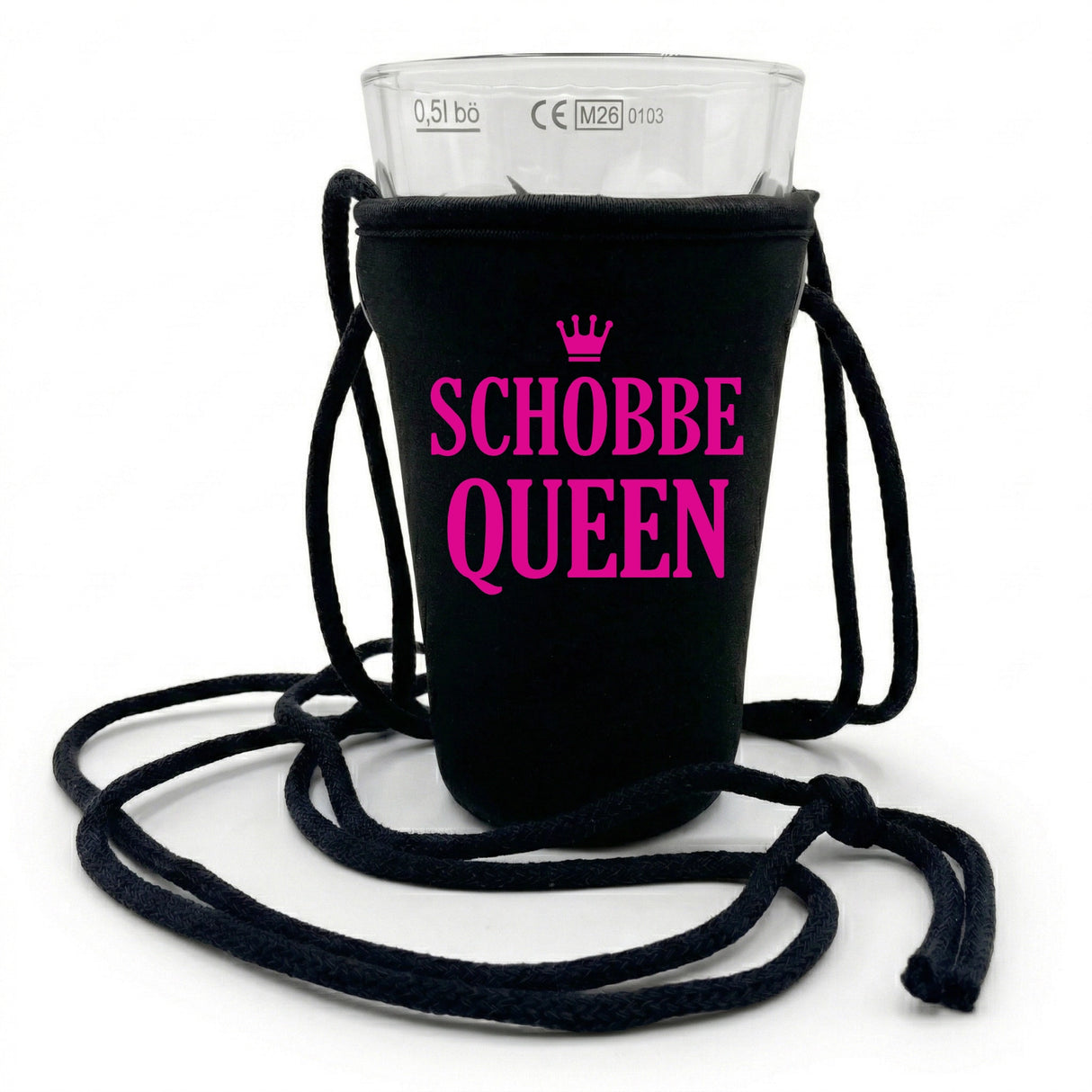 Schobbe Queen Dubbeglashalter - schwarz und pink