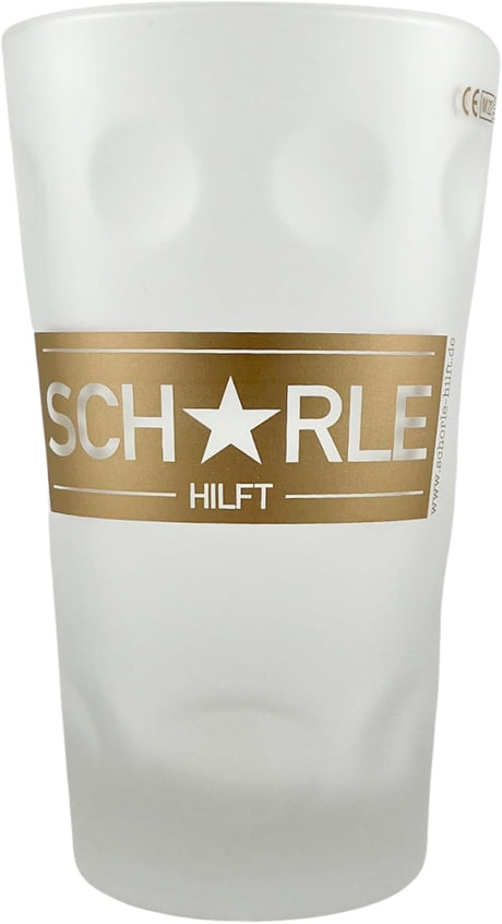 Schorle hilft - satiniertes Dubbglas 0,5 L (inkl. 3 Euro Spende) - Aufdruck Gold