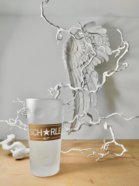 Schorle hilft - satiniertes Dubbglas 0,5 L (inkl. 3 Euro Spende) - Aufdruck Gold
