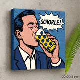 Schorle (Mann) Pfalz Pop Art - Leinwand an Betonwand