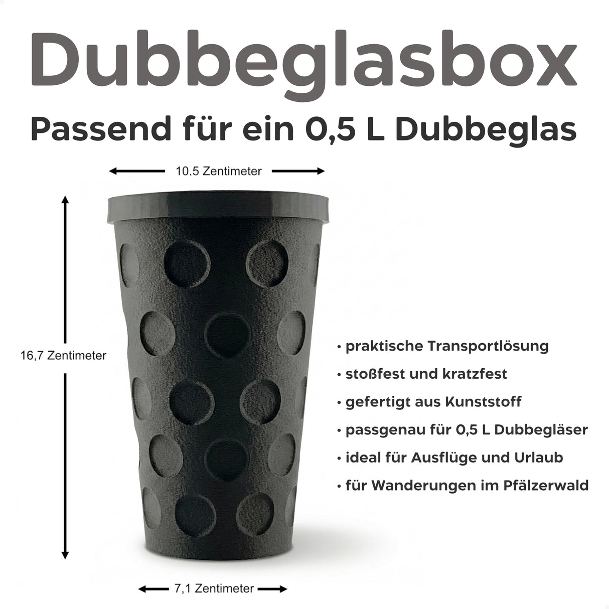 Schwarze Dubbeglasbox - 0,5 Liter Dubbegläser - Größenangabe