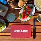 Uffbasse! Frühstücksbrettchen - roter Hintergrund, Pfalz Vesperbrett