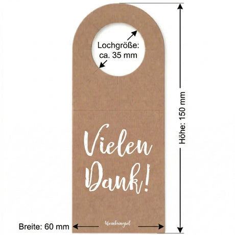 Vielen Dank! Flaschenanhänger / Weinflaschenanhänger - Größenangabe