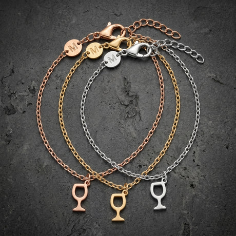 Das Weinglas Armband gibt es in 3 verschiedenen Farben