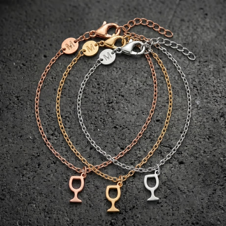 Das Weinglas Armband gibt es in 3 verschiedenen Farben