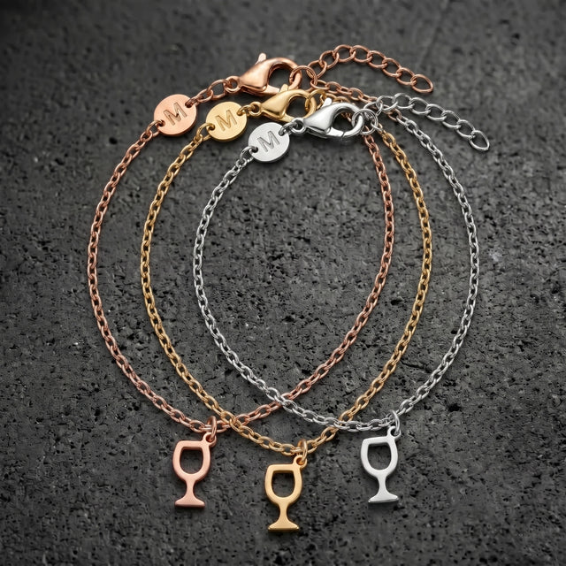 Das Weinglas Armband gibt es in 3 verschiedenen Farben