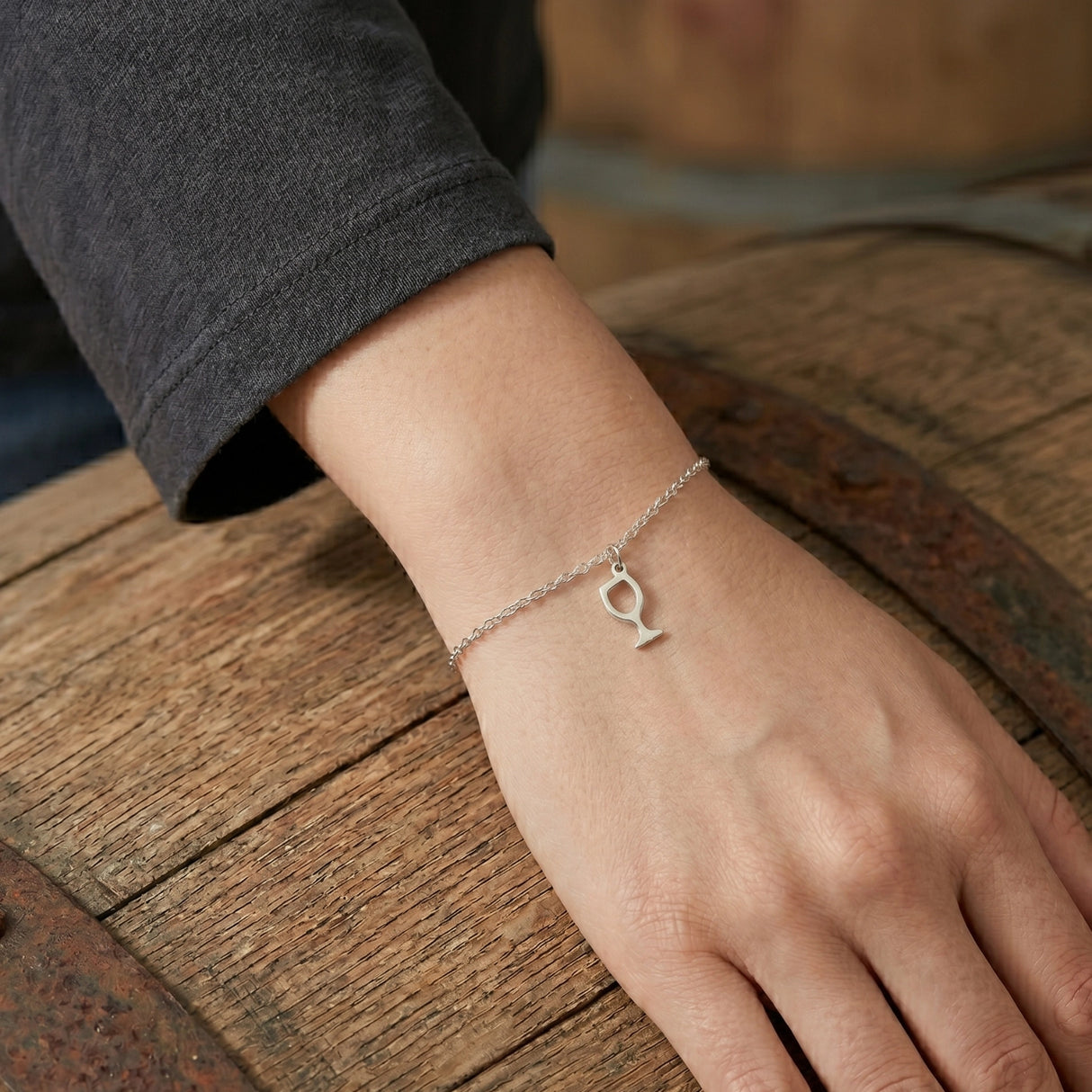 Weinglas Armband - Silber