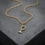 Halskette mit Weinglas Anhänger - Gold