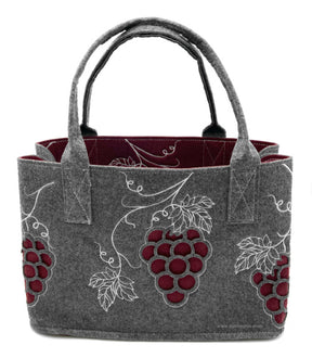 Weintrauben Filztasche - dunkelgrau