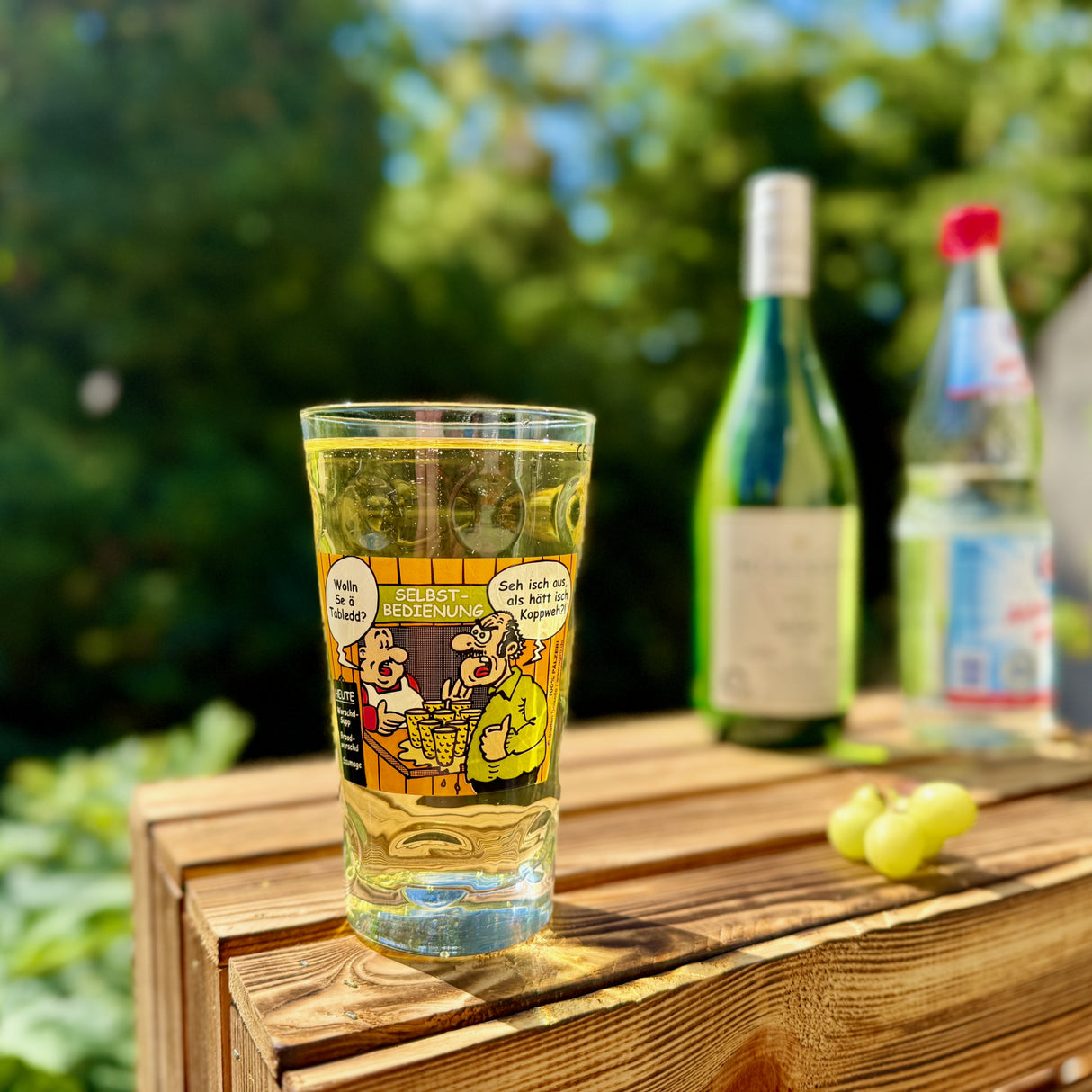Wolln Se ä Tabledd? Dubbeglas 0,5 Liter mit Pfälzer Schorle