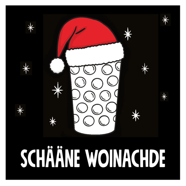 Schääne Woinachde & Dubbeglas (schwarz) - Leinwand