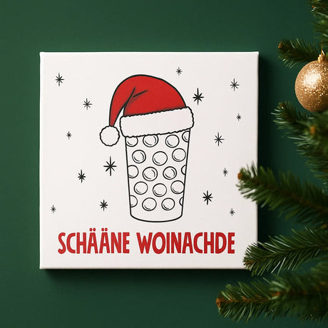 Schääne Woinachde & Dubbeglas (weiß) - Leinwand